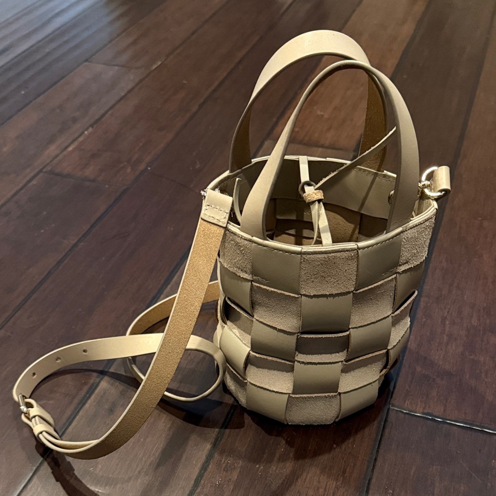 J. Crew Tan Woven Mini Bucket Bag - New